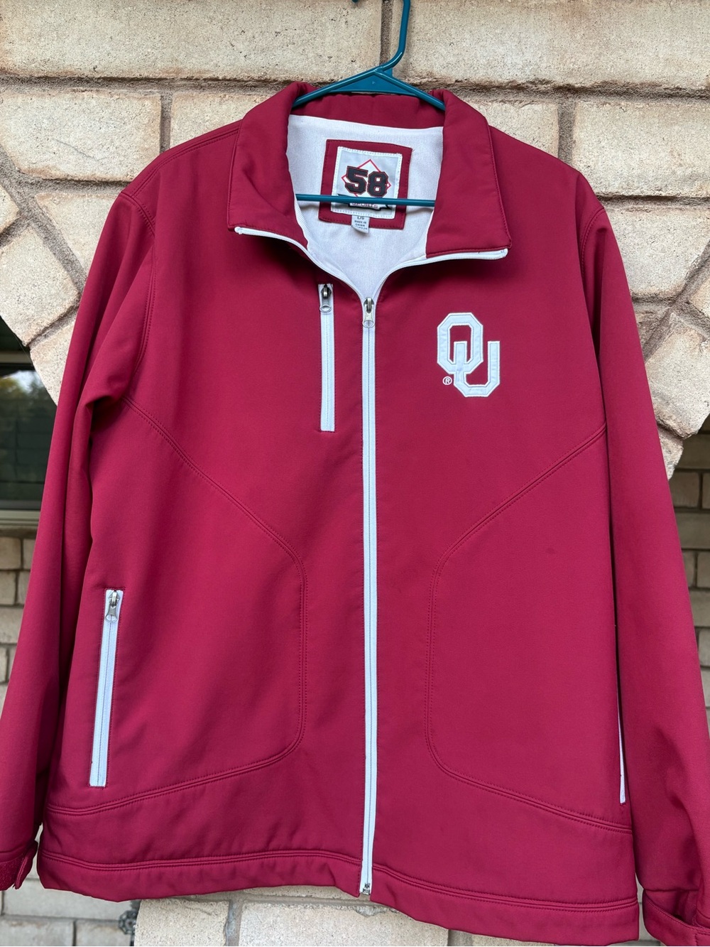 OU Crimson Full-Zip Jacket with White Trim 58 Sports Size L
